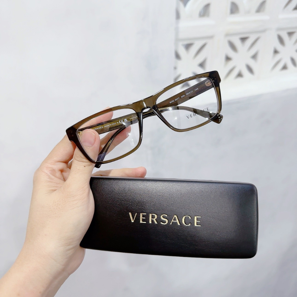 Gọng cận Versace gọng vuông, màu xanh rêu (55-17-140) VE3277 200