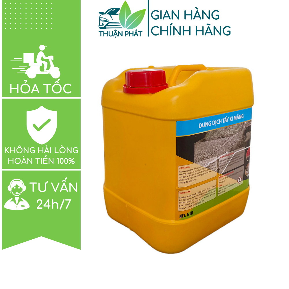 Hóa chất tẩy xi măng nền gạch, xe ô tô Topco dung dịch tẩy xi măng trên sắt, nền nhà 5L Thuận Phát