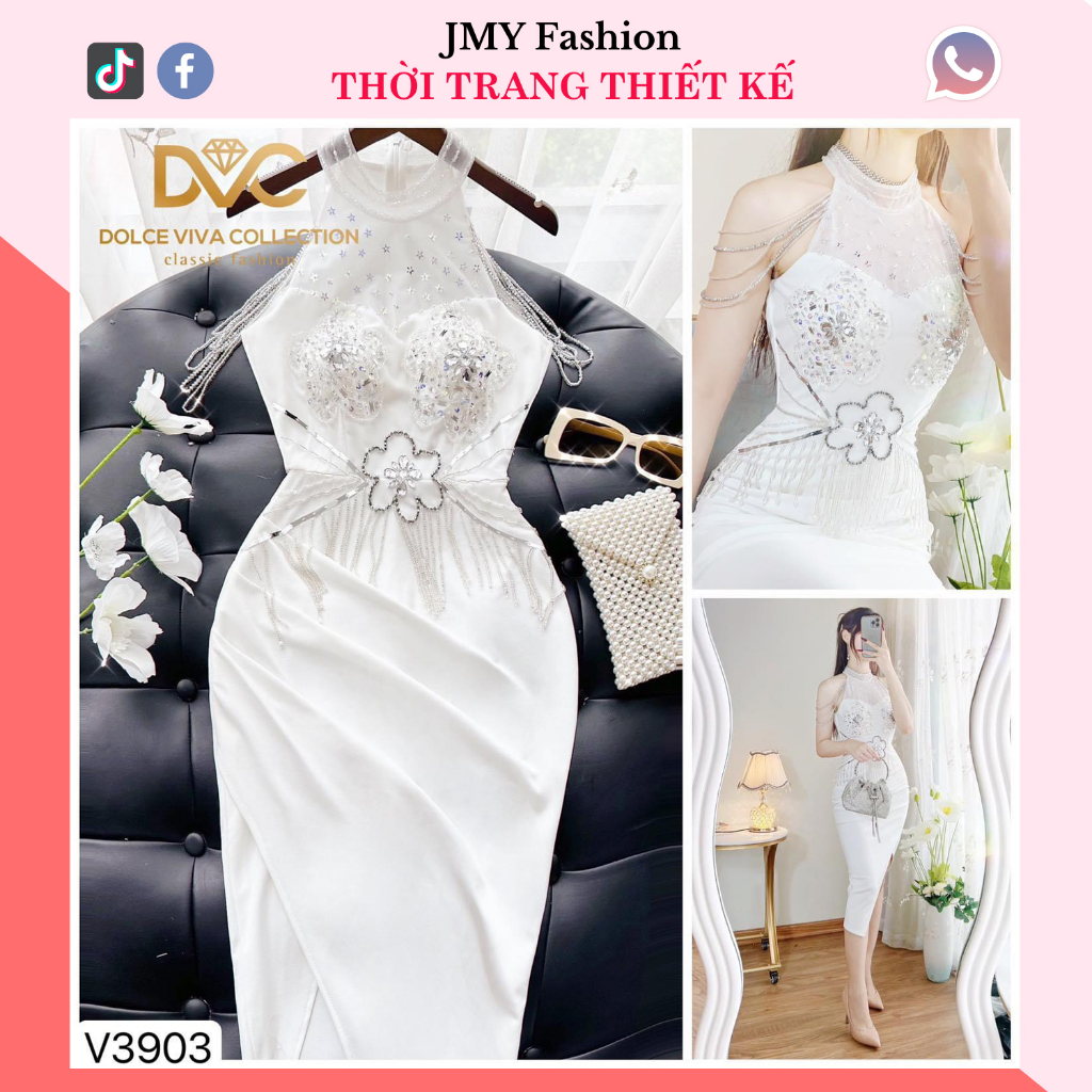 váy trắng dự tiệc xẻ tà sexy