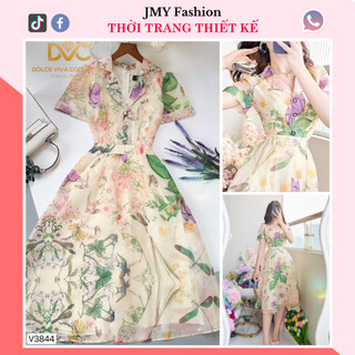 V3844 Váy voan hoa nhí cổ vest công sở [Dolce Viva Colection (DVC)] váy xoè midi váy đầm tiểu thư nữ tính