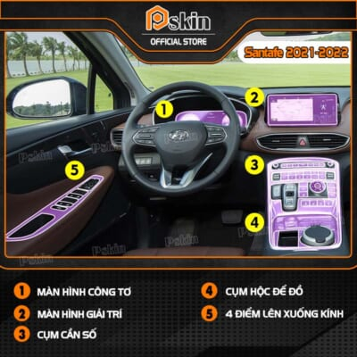 Dán PPF DTU bảo vệ nội thất ô tô Hyundai Santafe 2022 - 2023
