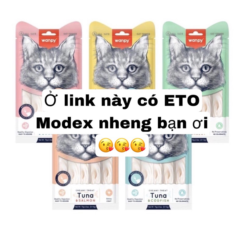 Combo 5 gói súp thưởng dạng thanh wanpy hoặc hộp 1 viên dành cho mèo vị bất kì