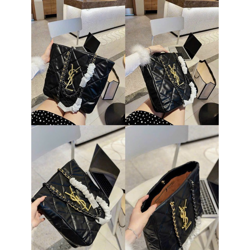 BST Túi Xách Y/S/L Tote, Túi Xách Tay Da Chần thêu ô mã sang chảnh nhiều mẫu mã đẹp màu đen trắng chất xịn Letty