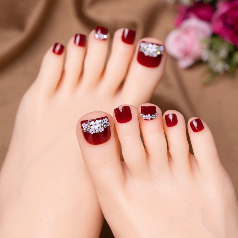 Móng úp chân giả,gắn nơ,kèm keo,