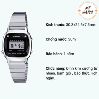 Đồng hồ casio nữ LA670 vintage trẻ trung giá rẻ, dây thép không gỉ chống nước