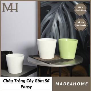 Chậu trồng cây gốm Pansy màu trắng - Made4home