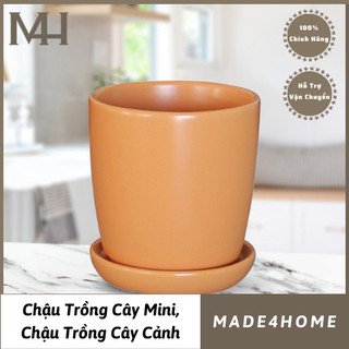 Chậu trồng cây gốm mini Isabelle kèm dĩa cam - Made4home