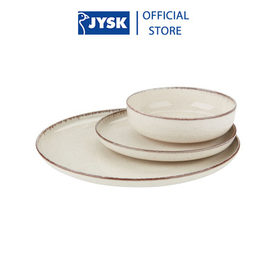 Bộ bát đĩa | JYSK Ferdus | sứ | màu kem/xám | nhiều kích thước