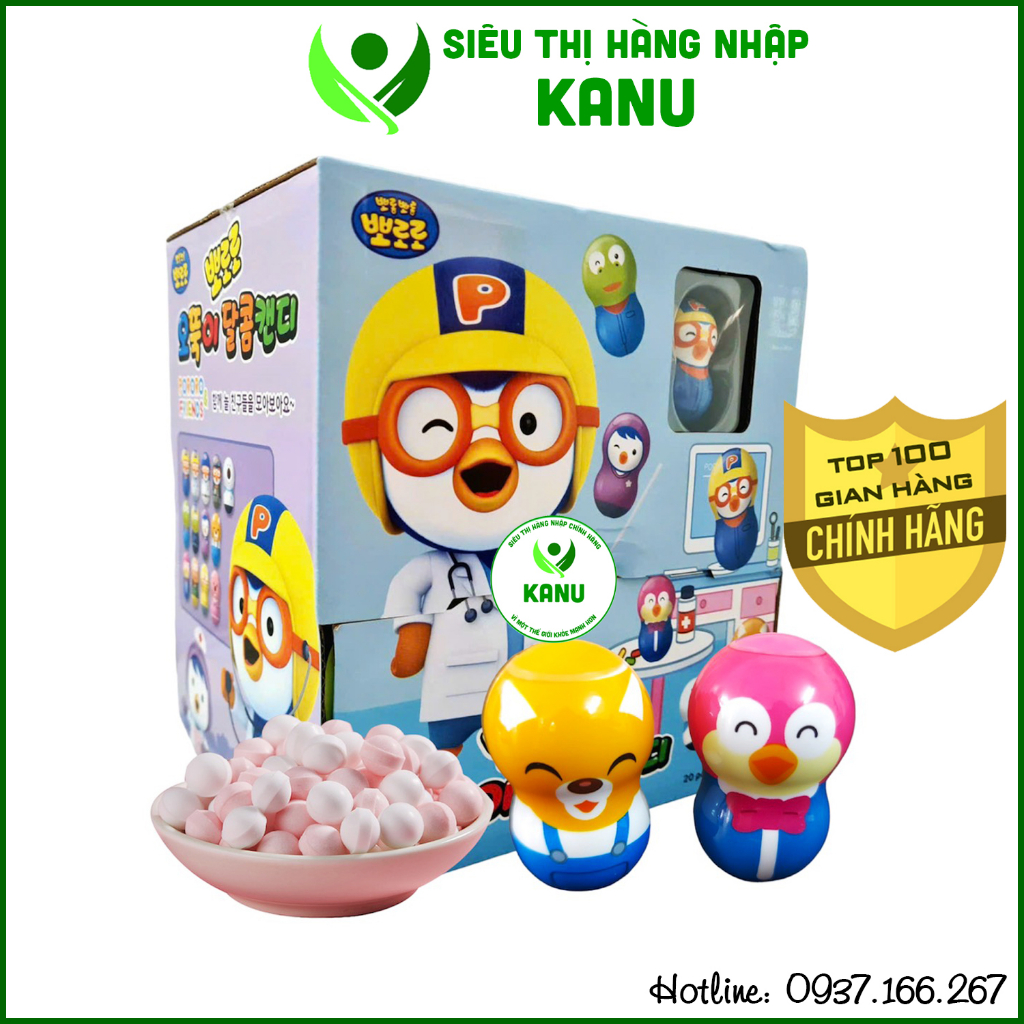 [Hộp 20 gói] Kẹo C ngậm kèm đồ chơi bí mật lật đật Pororo Hàn Quốc siêu cute, đồ ăn vặt cho trẻ khám phá vui