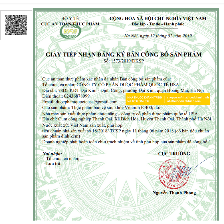 Vitamin E 400 USAPharma, làm chậm quá trình lão hóa da, cải thiện cho làn da trắng sáng