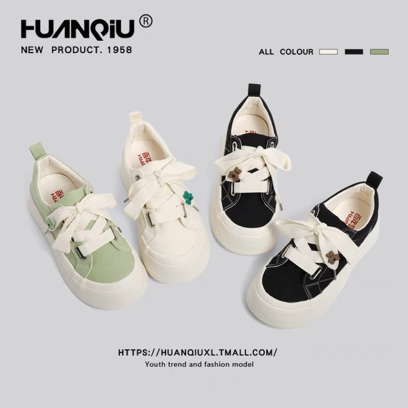 Giày thể thao độn đế HUANQIU cao cấp chính hãng, giày bánh mì nâng chiều cao cho nữ cao 3.5cm