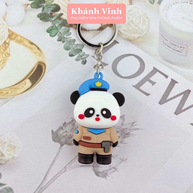 Bộ 4 Móc Khoá Bộ Chú Gấu Trúc Cảnh Sát - Phụ Kiện Văn Phòng Phẩm Khánh Vinh
