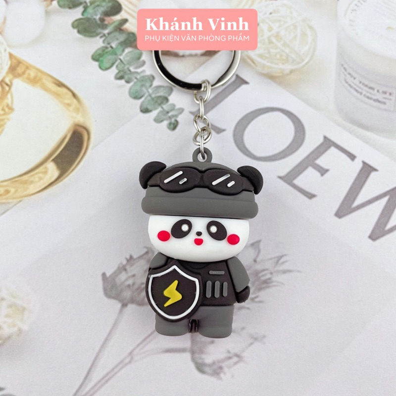 Bộ 4 Móc Khoá Bộ Chú Gấu Trúc Cảnh Sát - Phụ Kiện Văn Phòng Phẩm Khánh Vinh