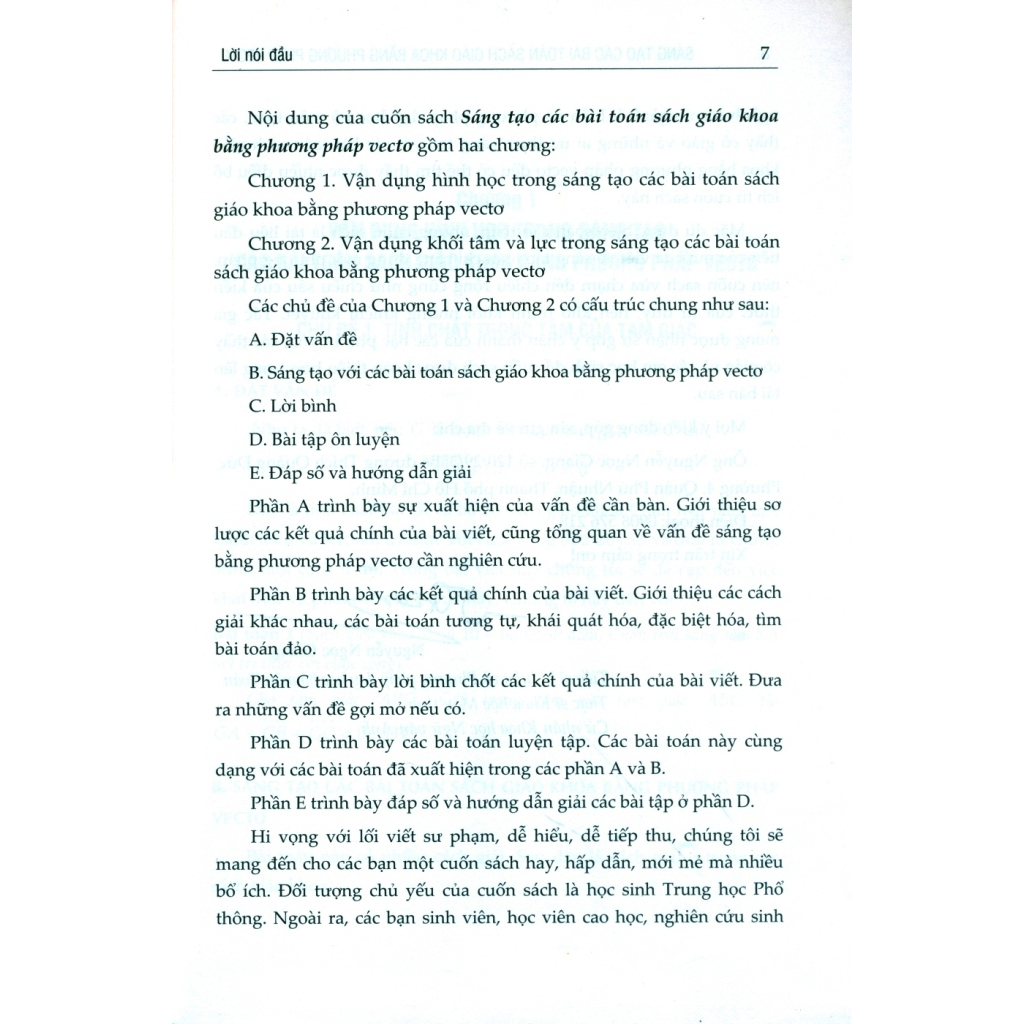 Sách - Sáng tạo các bài toán sách giáo khoa bằng phương pháp vectơ