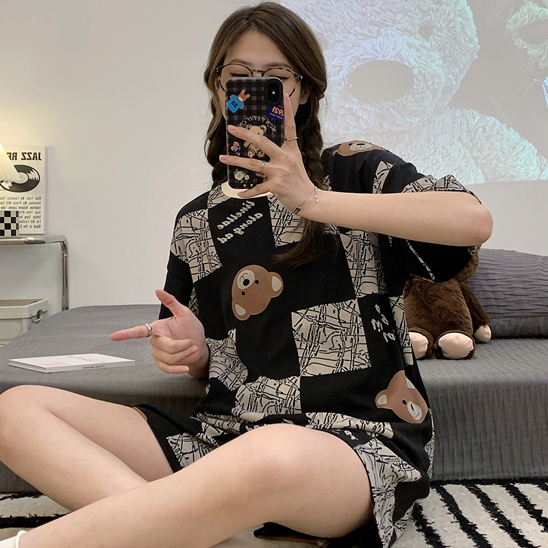 Bộ ngủ nữ pijama cộc tay chất thun cotton hoạt hình hot 2021 BN21