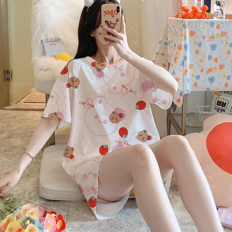 Bộ ngủ nữ pijama cộc tay chất thun cotton hoạt hình hot 2021 BN21
