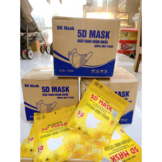 Free Ship - 500c cái khẩu trang 5D Bông Sen Vàng TRẮNG + ĐEN hàng 3 lớp chính hãng giá tại xưởng