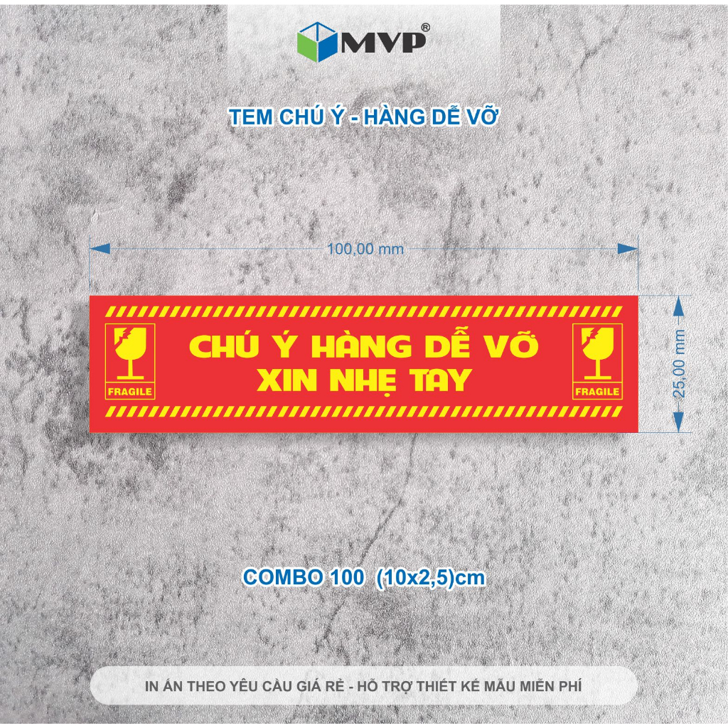 Tem nhãn dán hàng dễ vỡ dùng để đóng hàng - Stiker chú ý hàng dễ bể
