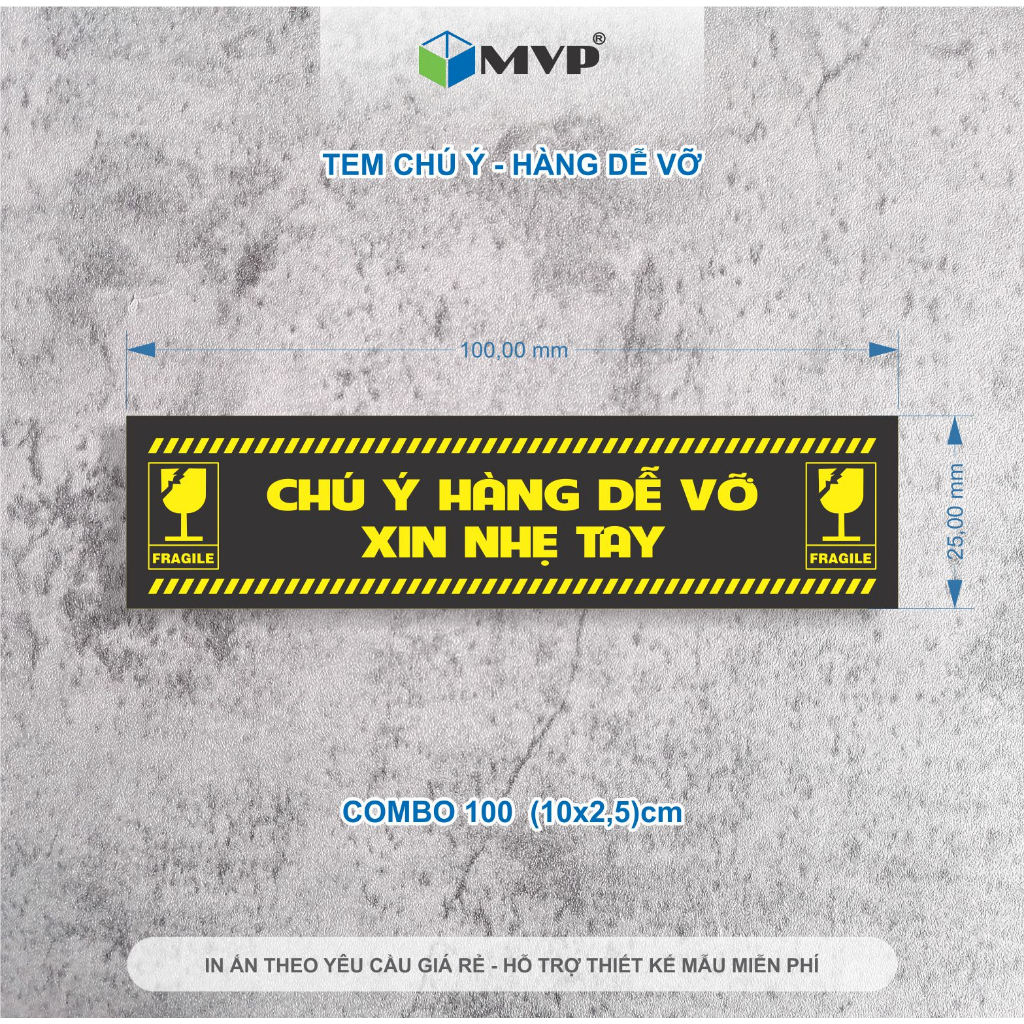 Tem nhãn dán hàng dễ vỡ dùng để đóng hàng - Stiker chú ý hàng dễ bể