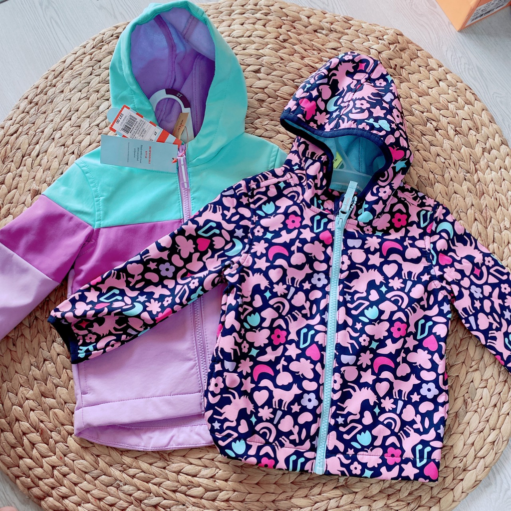 P307 Áo khoác bé gái hàng VNXK Cat&Jack chống nước mặt trong lót nỉ