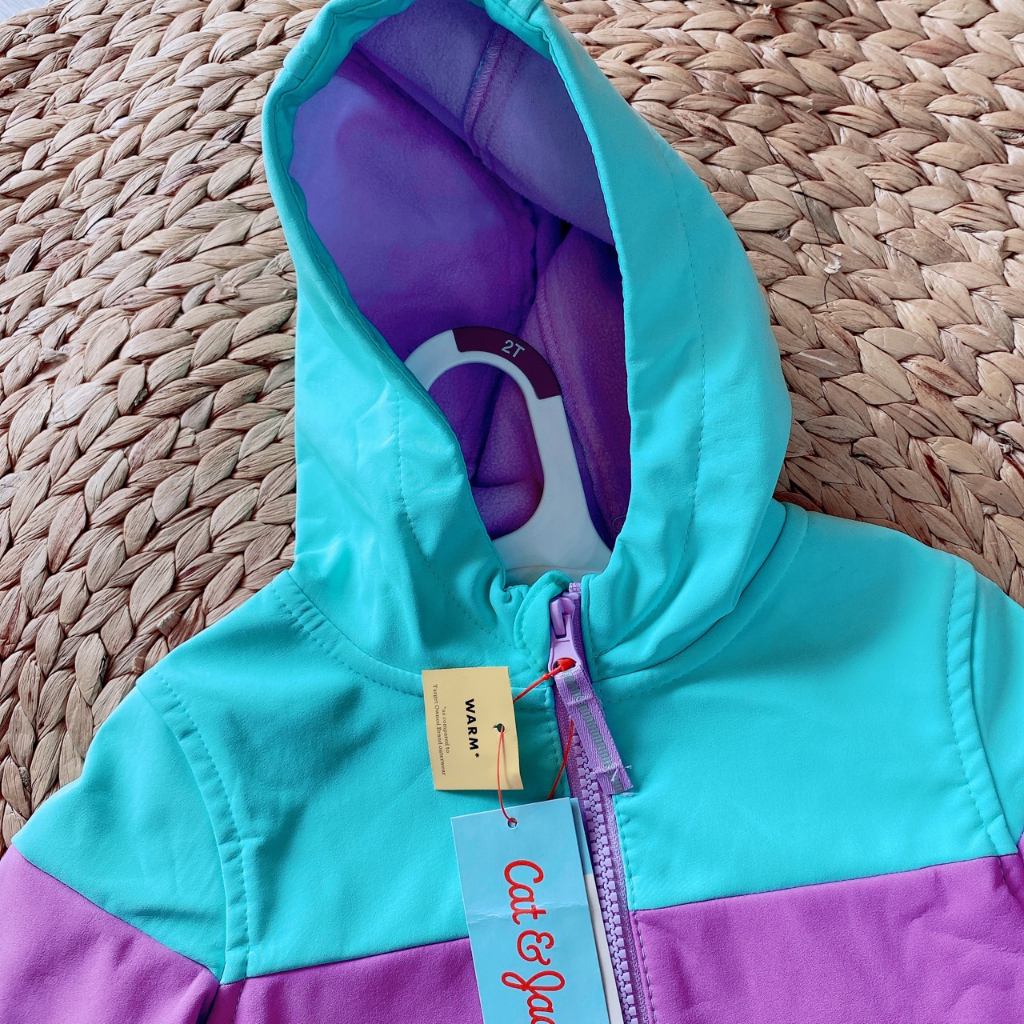 P307 Áo khoác bé gái hàng VNXK Cat&Jack chống nước mặt trong lót nỉ