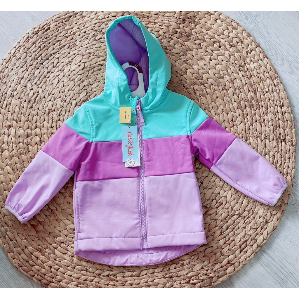 P307 Áo khoác bé gái hàng VNXK Cat&Jack chống nước mặt trong lót nỉ