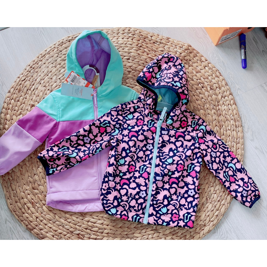 P307 Áo khoác bé gái hàng VNXK Cat&Jack chống nước mặt trong lót nỉ