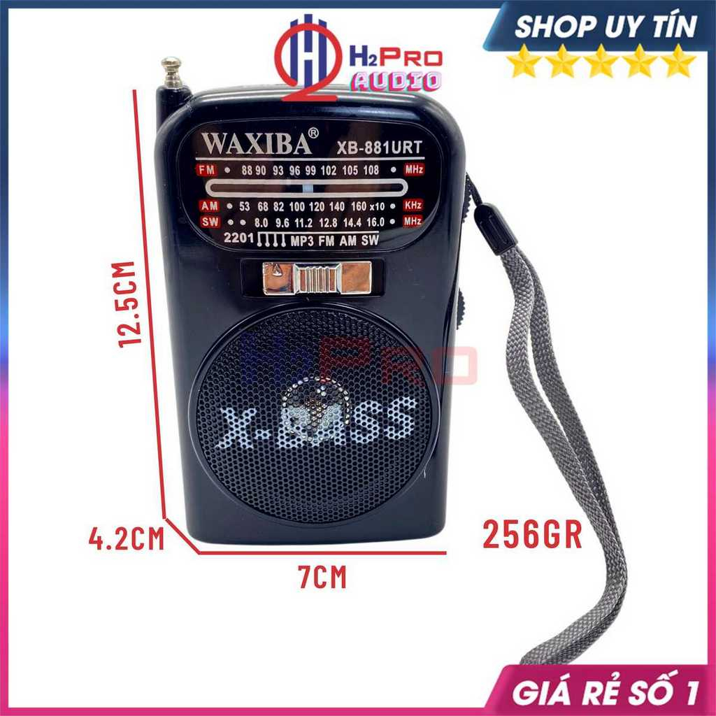 Đài Radio Mini, Đài Radio Cho Người Già Waxiba XB-881URT Cao Cấp Mp3/Usb/Thẻ Nhớ/Đèn Pin-Quà 50K Pin Sạc-H2Pro Audio