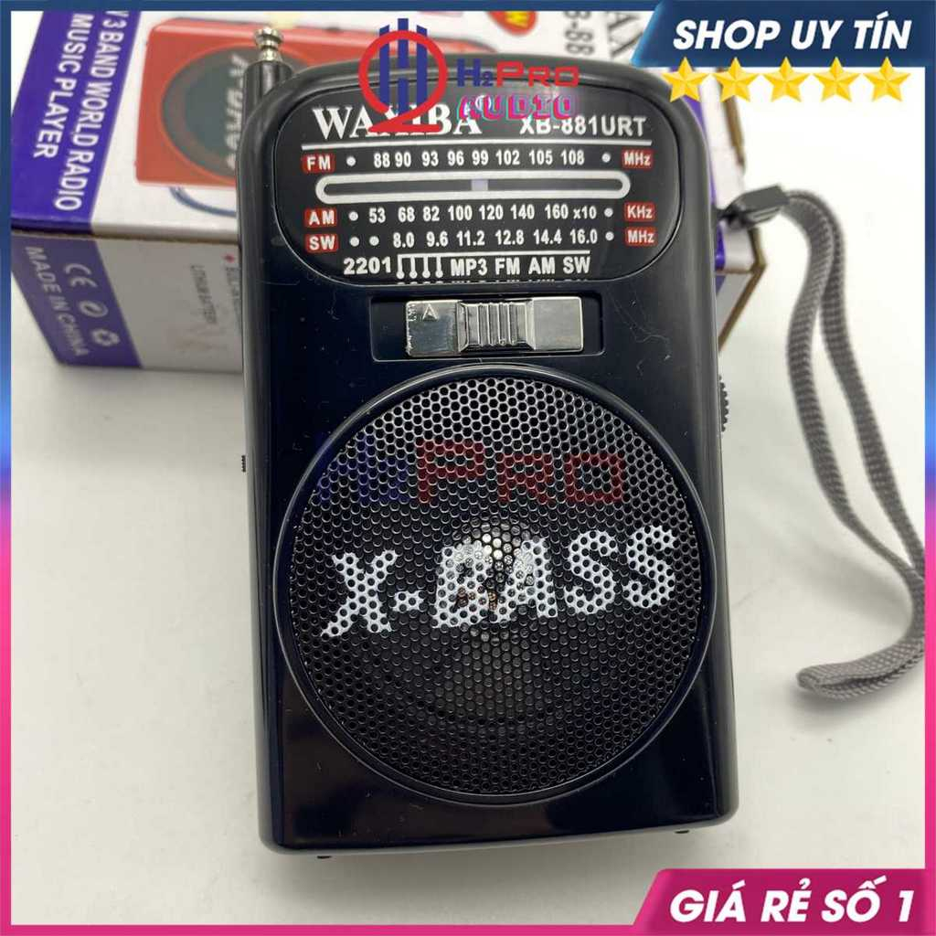 Đài Radio Mini, Đài Radio Cho Người Già Waxiba XB-881URT Cao Cấp Mp3/Usb/Thẻ Nhớ/Đèn Pin-Quà 50K Pin Sạc-H2Pro Audio
