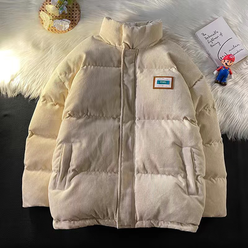 Áo khoác phao gân 3 màu Cam Đen Be Basic Nam/Nữ Hàng QC