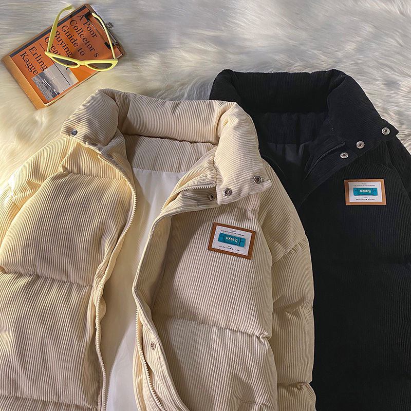 Áo khoác phao gân 3 màu Cam Đen Be Basic Nam/Nữ Hàng QC