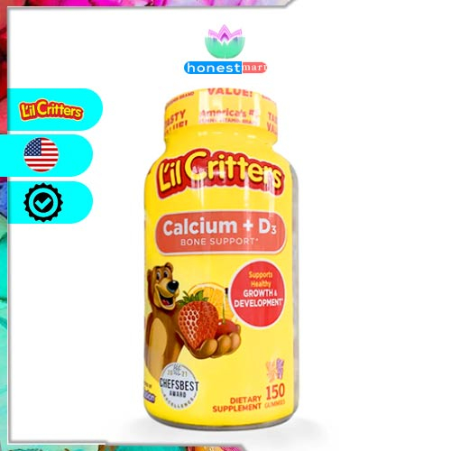 Bổ sung canxi cho bé L'il Critters Kids Calcium Gummy Bears with Vitamin D3 150 viên