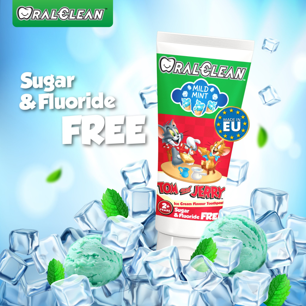 Combo 2 Kem đánh răng cho bé vị bạc hà Oral Clean Tom and Jerry Mild Mint 75ml