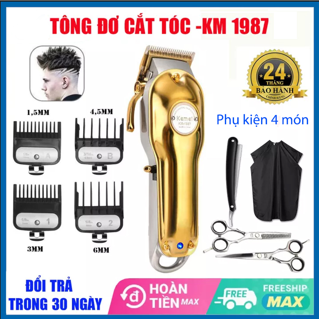 Tông Đơ Cắt Tóc Cao Cấp Loại Tốt - Tông Đơ Kemei 1987, Tăng Đơ Cắt Tóc Cho Người Lớn Và Trẻ Em Hàng Chính Hãng