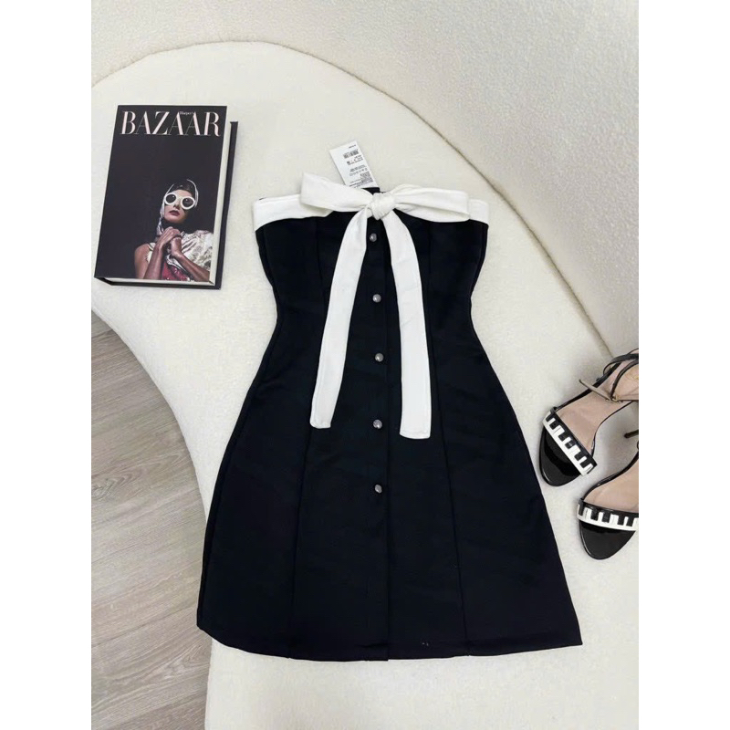 Đầm Xoè Cúp Ngực Nơ Trắng Siêu Hot CC148