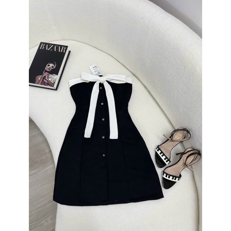 Đầm Xoè Cúp Ngực Nơ Trắng Siêu Hot CC148