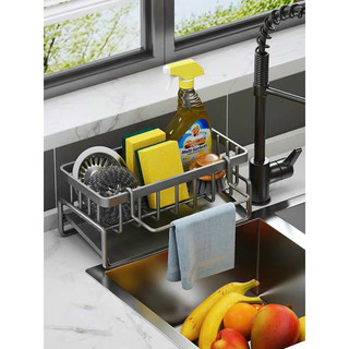 Kệ để đồ rửa chén bát - giá để bồn rửa bát có thanh treo khăn