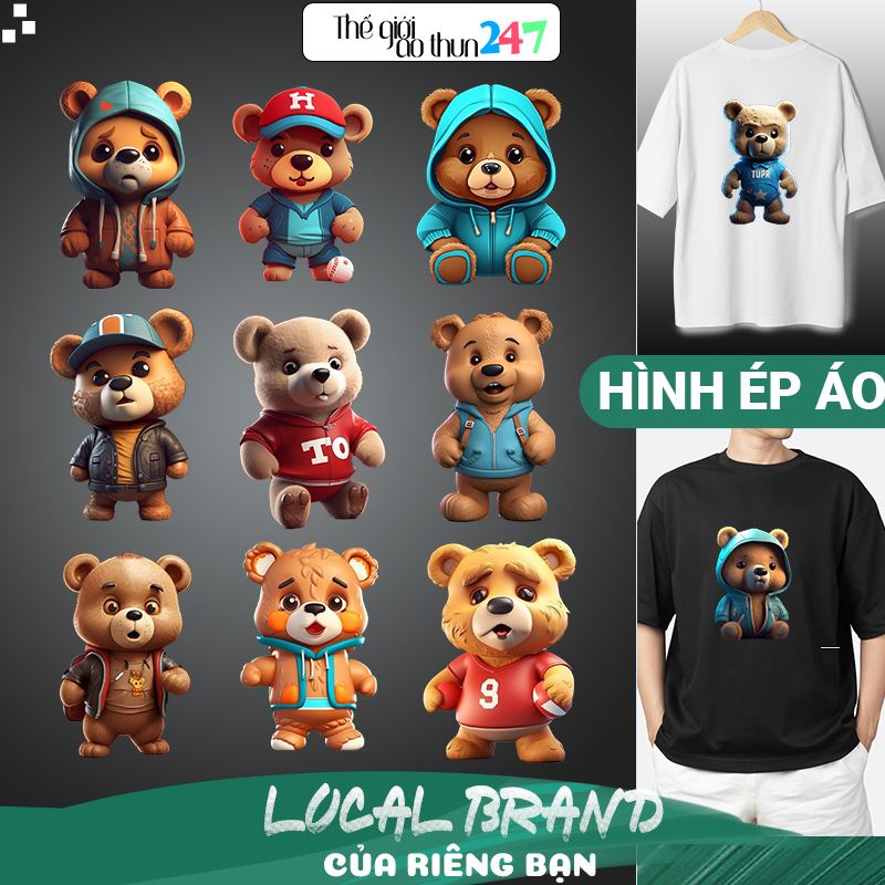 Hình Gấu Teddy Bear 3D TB3 ủi bằng bàn là, bàn ủi