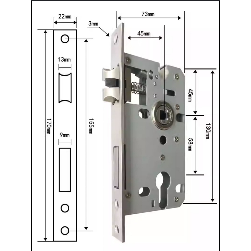 Thân khóa JEELY - Thân cửa phòng 58x45 ,thân khóa cửa cửa gỗ, nhựa, sắt