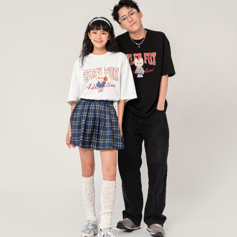 Áo thun Form rộng NOAM Tyler Fox Unisex 100% Cotton - Màu đen