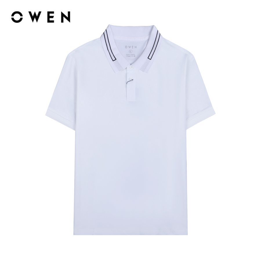 OWEN - Áo polo ngắn tay Nam Owen dáng Bodyfit màu Trắng chất liệu CVC Spandex - APV231341