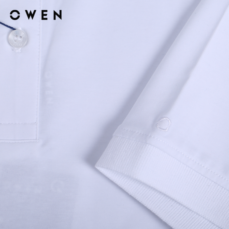 OWEN - Áo polo ngắn tay Nam Owen dáng Bodyfit màu Trắng chất liệu CVC Spandex - APV231341