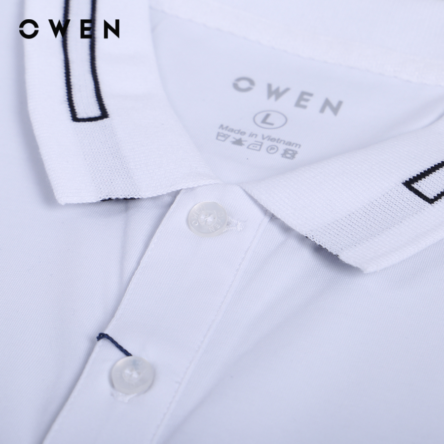 OWEN - Áo polo ngắn tay Nam Owen dáng Bodyfit màu Trắng chất liệu CVC Spandex - APV231341