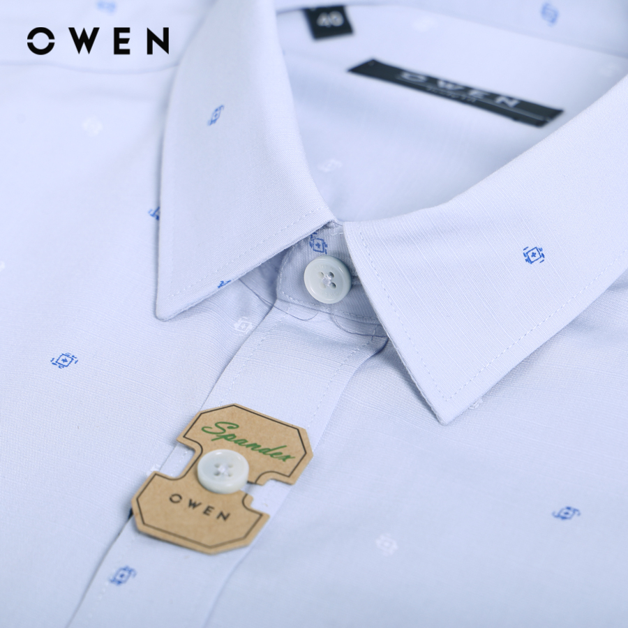 OWEN - Áo sơ mi ngắn tay Nam Owen dáng Body Fit màu Navy chất liệu Bamboo-Polyester-Spandex - AB230183NT