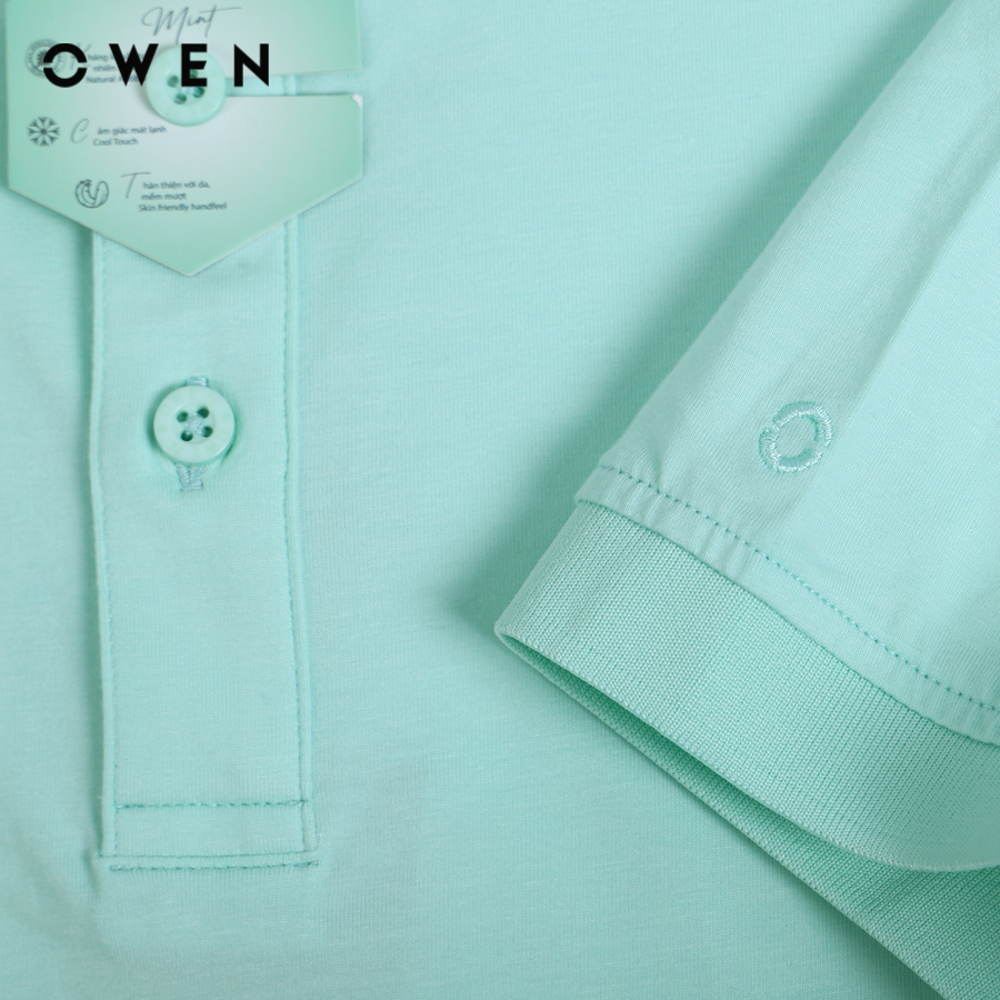 OWEN - Áo polo ngắn tay Nam Owen dáng Bodyfit màu Xanh mint chất liệu Mint Cotton - APV231321