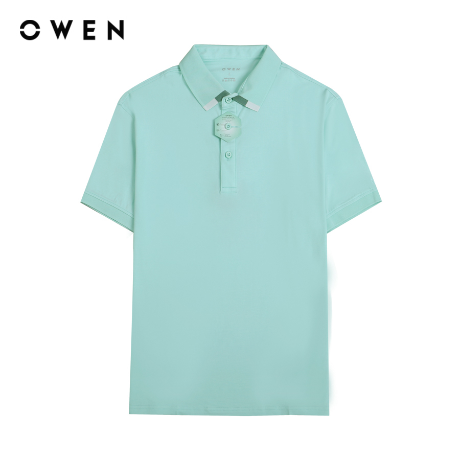 OWEN - Áo polo ngắn tay Nam Owen dáng Bodyfit màu Xanh mint chất liệu Mint Cotton - APV231321