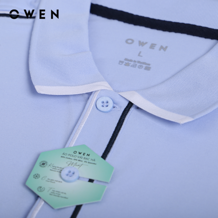 OWEN - Áo polo ngắn tay Nam Owen dáng Bodyfit màu Xanh chất liệu Mint Cotton - APV231324