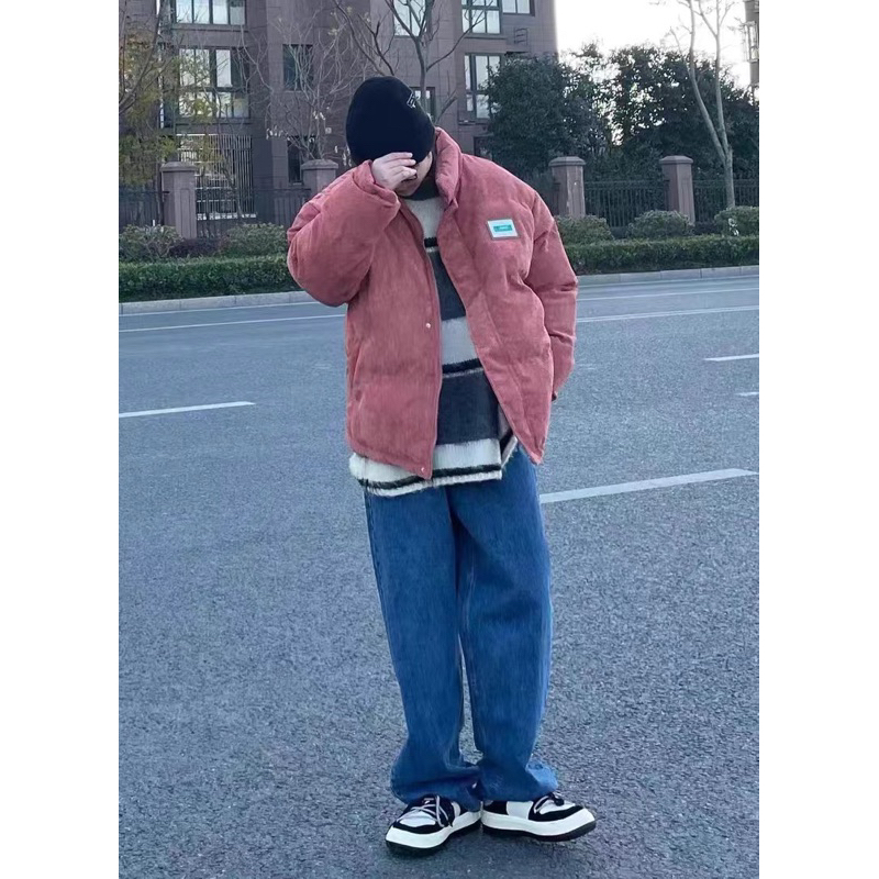 Áo khoác phao gân 3 màu Cam Đen Be Basic Nam/Nữ Hàng QC