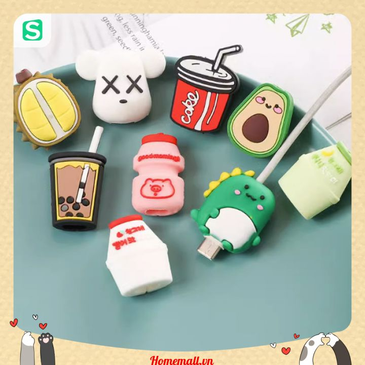 Phụ Kiện Nút Gắn Bảo Vệ Dây Cáp Sạc Hình Thú Bằng Silicon Hoạt Hình Ngộ Nghĩnh Dễ Thương Nhiều Mẫu LH550
