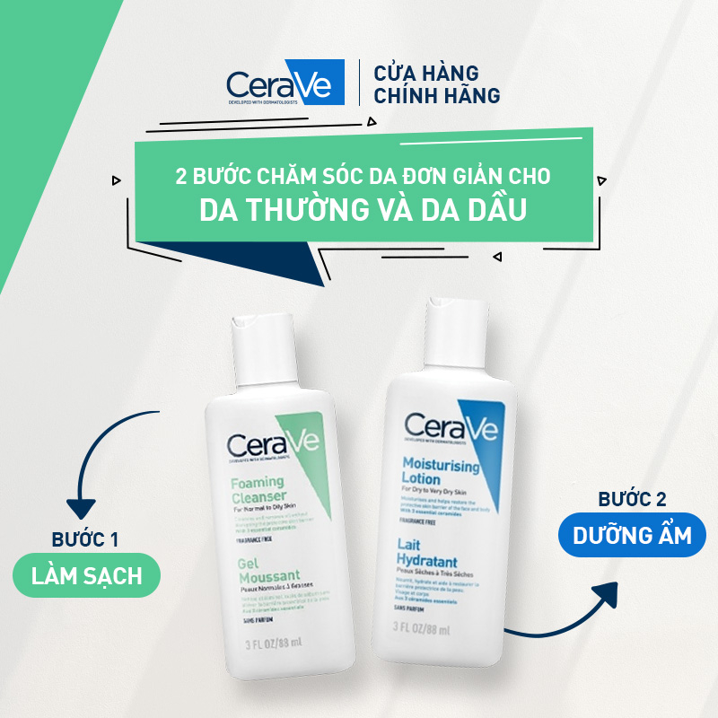 Sữa rửa mặt giúp sạch sâu dành cho da dầu CeraVe Foaming Facial Cleanser 88ml